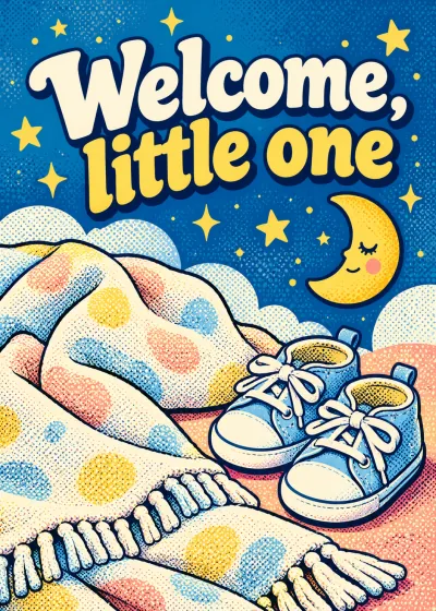 Pop baby card. Welcome, little one.