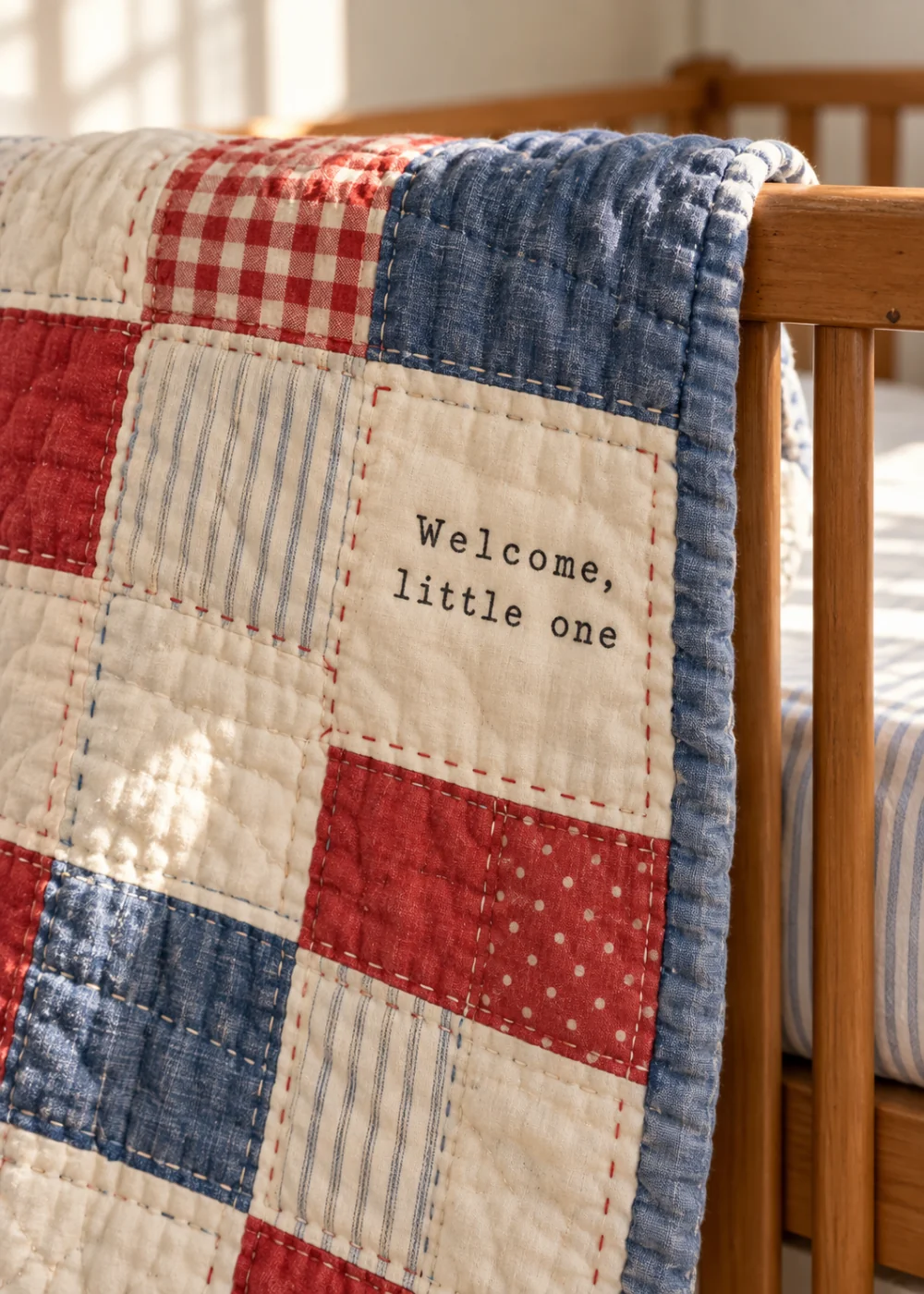 A handmade quilt. Welcome, little one.