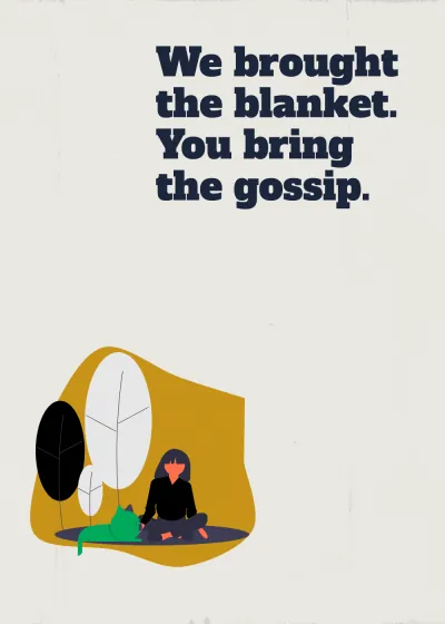 Sitting with a friend. We brought the blanket. You bring the gossip.