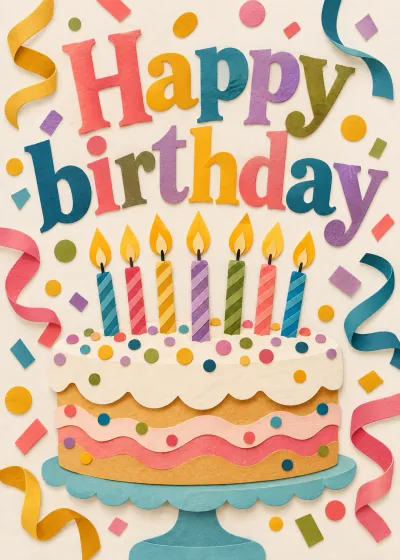 Cutpaper birthday card. Happy birthday.
