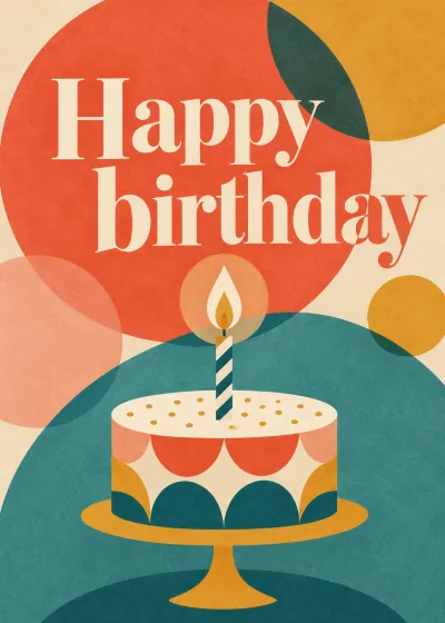 Midcentury birthday card. Happy birthday.