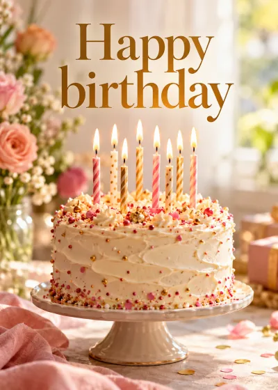 Stilllife birthday card. Happy birthday.