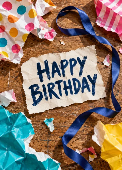 Wrapping scraps after a party. Happy birthday.