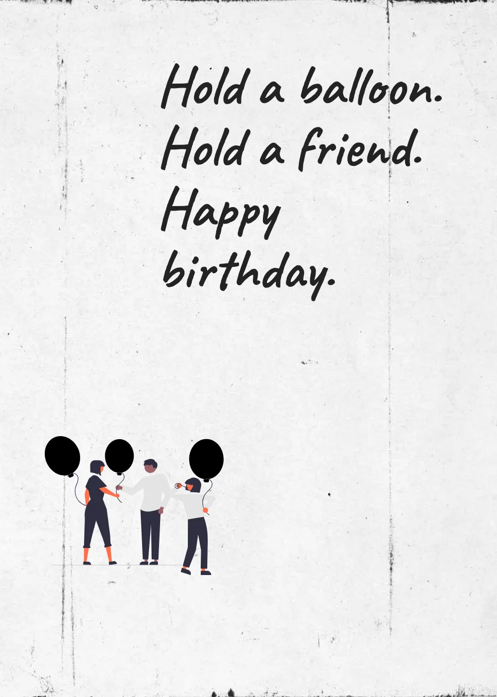 A party with balloons. Hold a balloon. Hold a friend. Happy birthday.