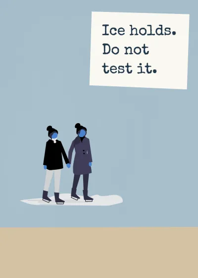 Skating together. Ice holds. Do not test it.