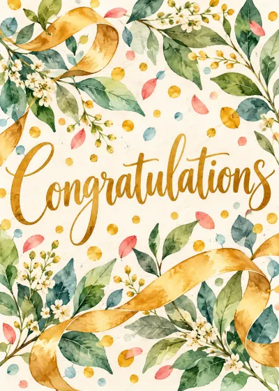 Botanical congrats card. Congratulations.