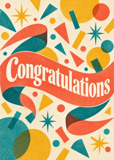 Midcentury congrats card. Congratulations.
