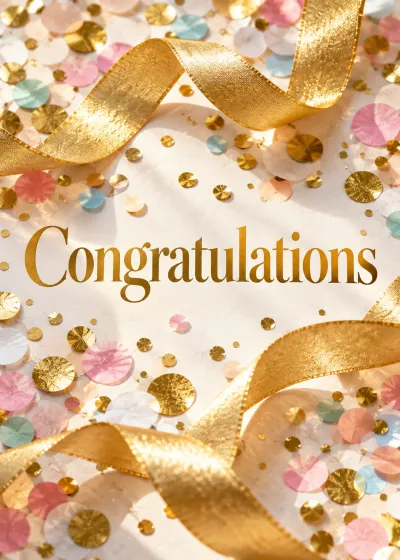 Stilllife congrats card. Congratulations.