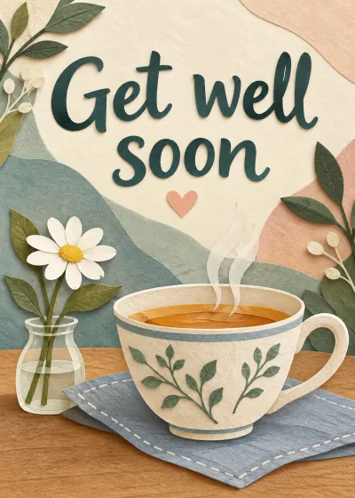 Cutpaper getwell card. Get well soon.