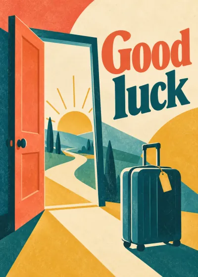 Midcentury leaving card. Good luck.