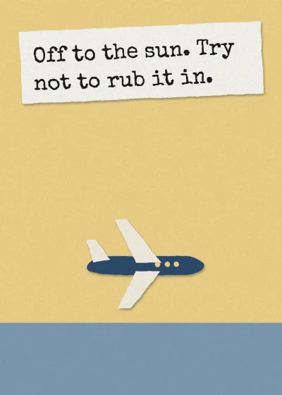 An aeroplane. Off to the sun. Try not to rub it in.