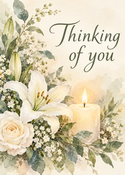 Botanical sympathy card. Thinking of you.
