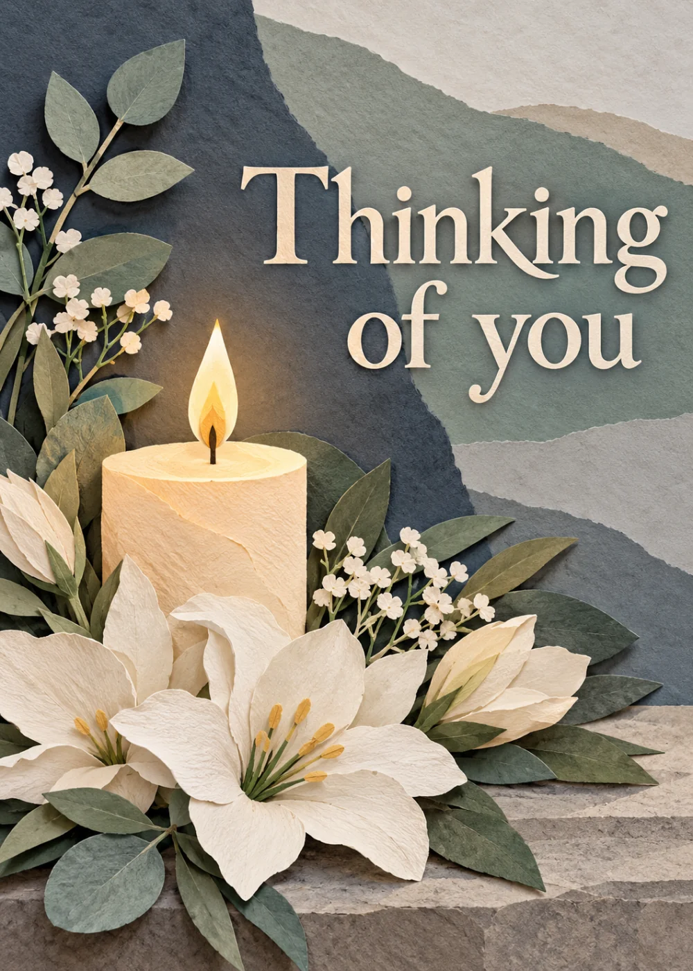Cutpaper sympathy card. Thinking of you.