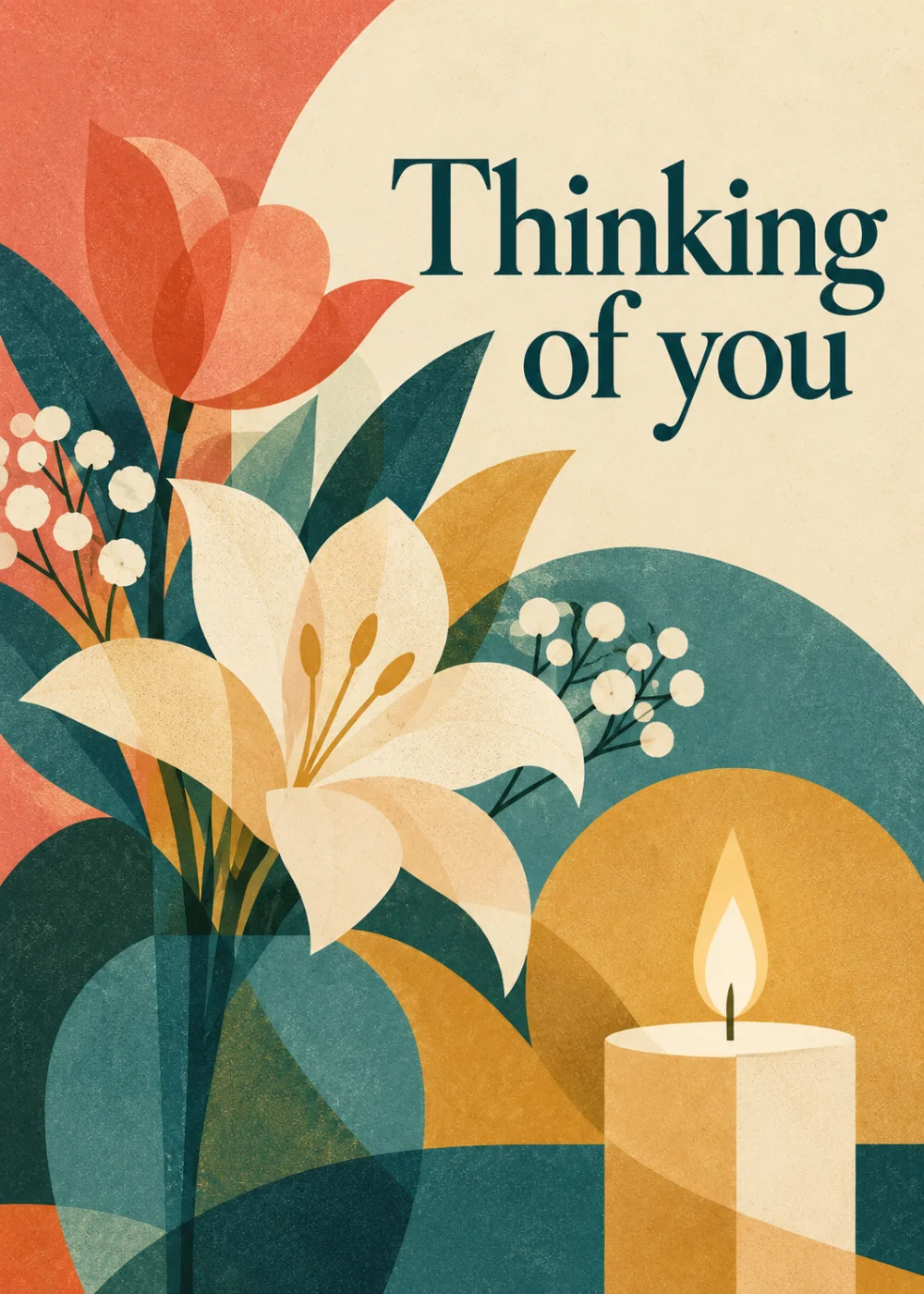 Midcentury sympathy card. Thinking of you.