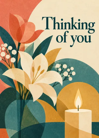 Midcentury sympathy card. Thinking of you.