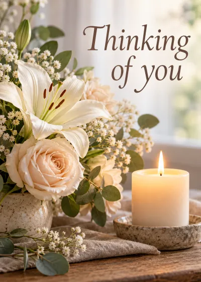 Stilllife sympathy card. Thinking of you.