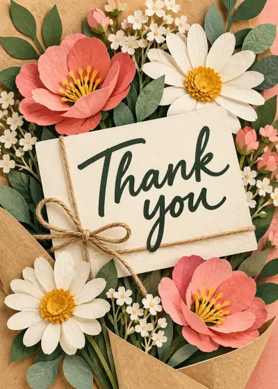 Cutpaper thanks card. Thank you.