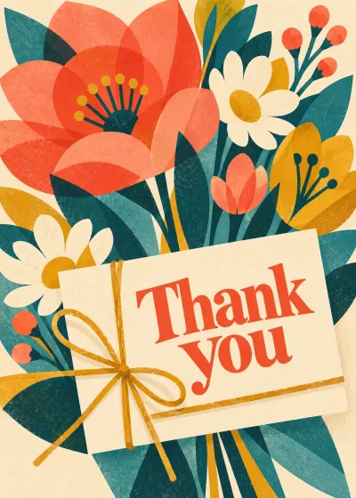 Midcentury thanks card. Thank you.