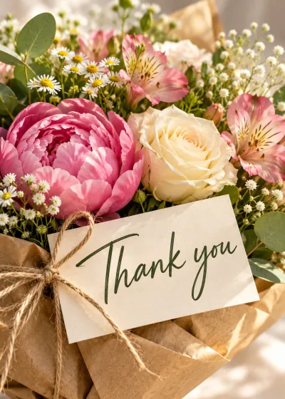 Stilllife thanks card. Thank you.