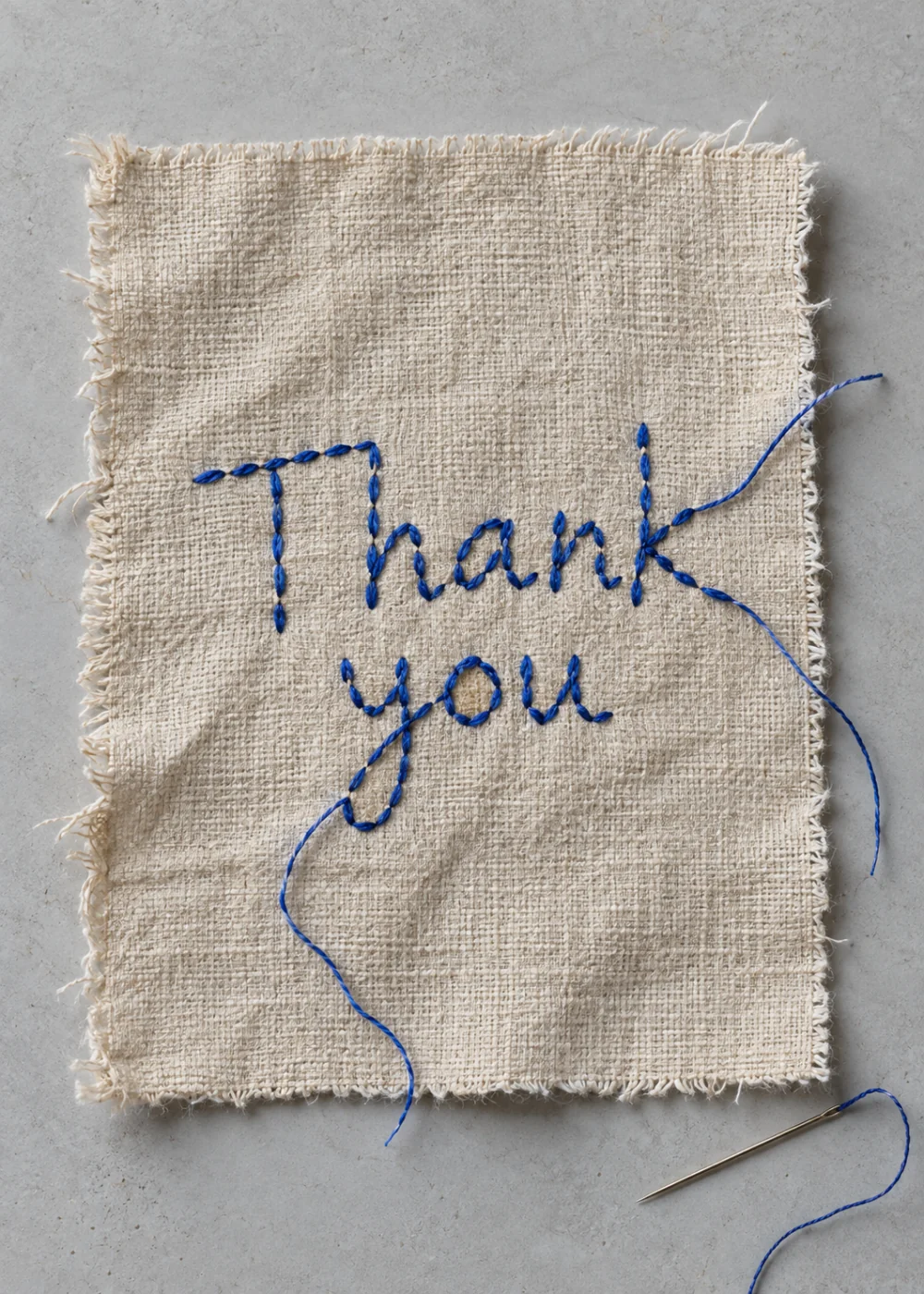 Blue stitching on linen. Thank you.