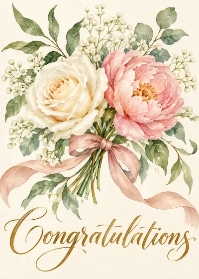 Botanical wedding card. Congratulations.