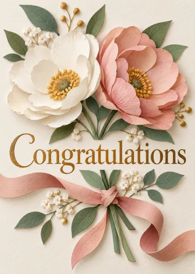 Cutpaper wedding card. Congratulations.