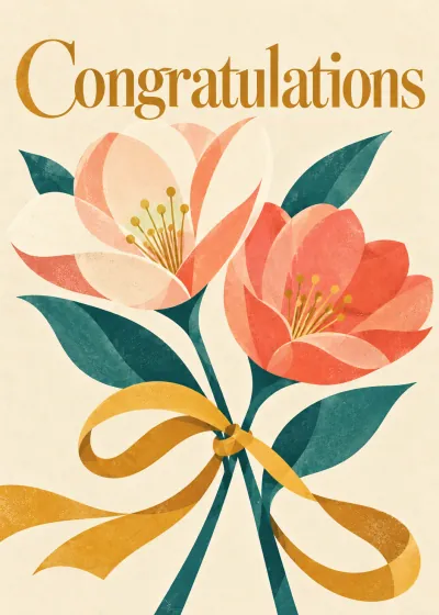 Midcentury wedding card. Congratulations.