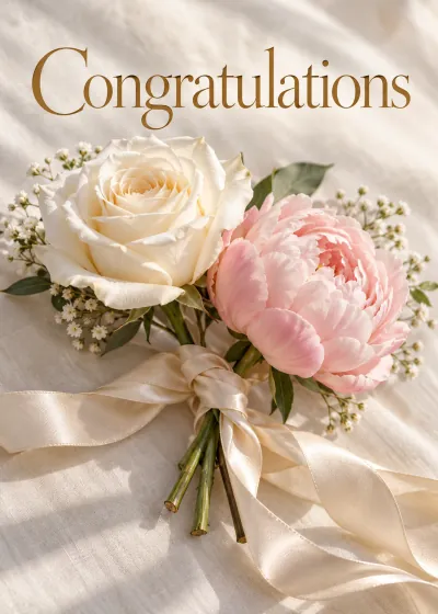 Stilllife wedding card. Congratulations.