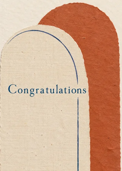 Two overlapping paper arches. Congratulations.